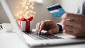 Customer shops online using credit card